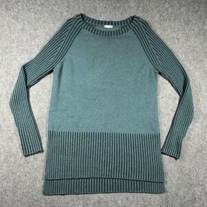 Smartwool Womens Teal Merino Wool Blend Ribbed Raglan Sleeve Sweater Large